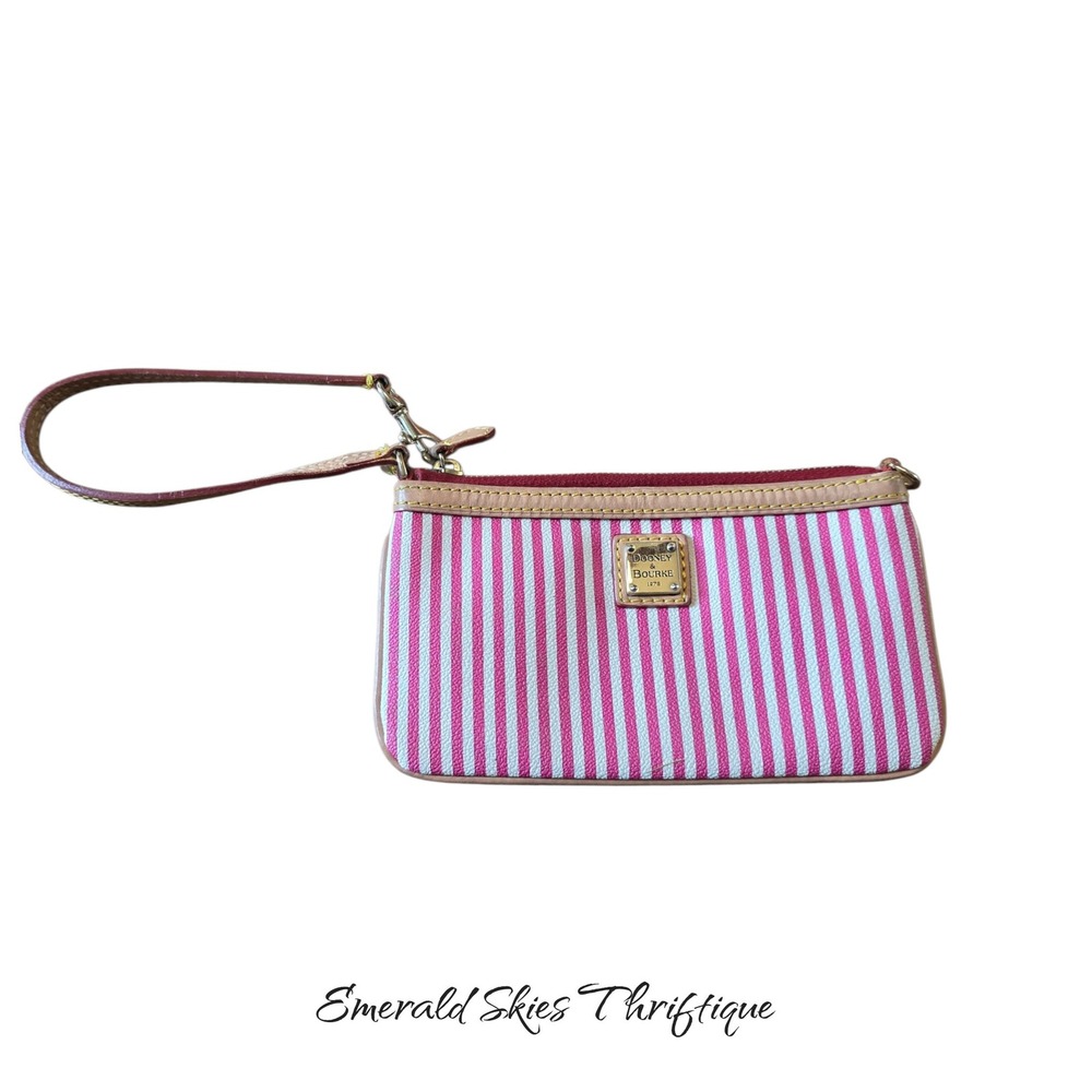 Dooney & Bourke Stripe Large Slim Wristlet Clutch fushia